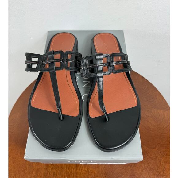 Vionic Alvana Flip Flop in Black Leather Size 10W